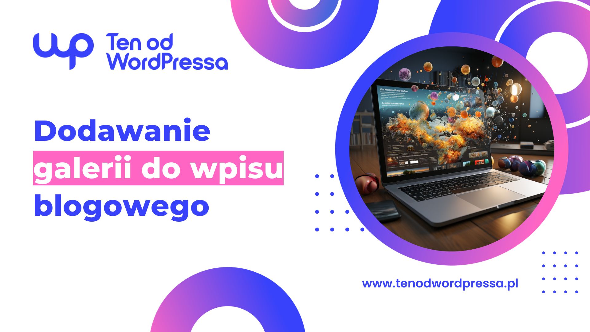 Jasna grafika z logo Ten od WordPressa ilustrująca wpis: Jak utworzyć galerię we wpisie blogowym na WordPress?