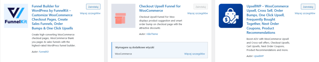 wtyczki oferujące opcje cross sell i upsell