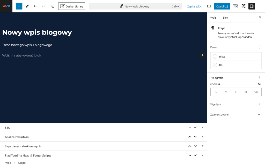 Tworzenie wpisu blogowego na wordpress
