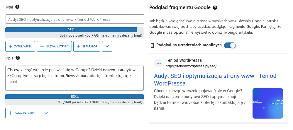 Dodawanie meta danych w seopress na stronie wordpress