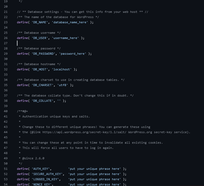 Konfiguracja pliku wp-config.php