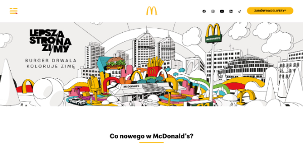 Kolor żółty wykorzystany na stronie internetowej McDonald's.