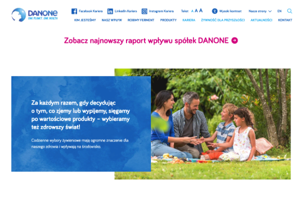 Niebieski w identyfikacji wizualnej Danone jako wyjątek