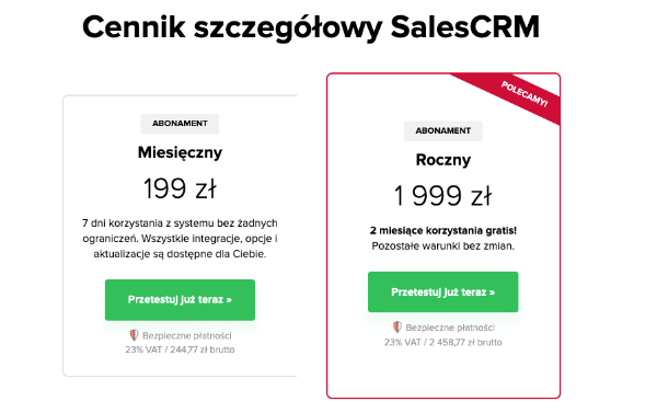 Zdj. 12. Cennik SalesCRM IMKER
