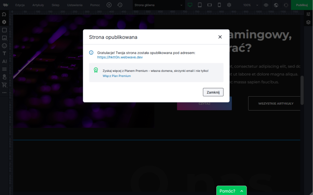 Publikacja strony na webwave cms